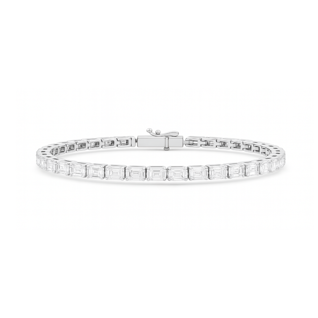 Emerald Cut Lab Diamond East-West Tennis Bracelet