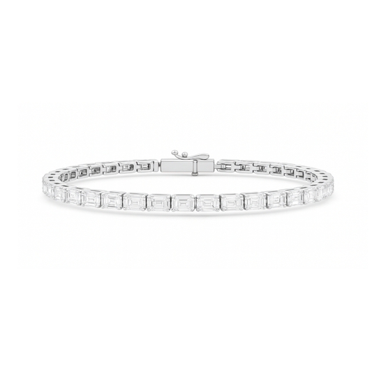 Emerald Cut Lab Diamond East-West Tennis Bracelet