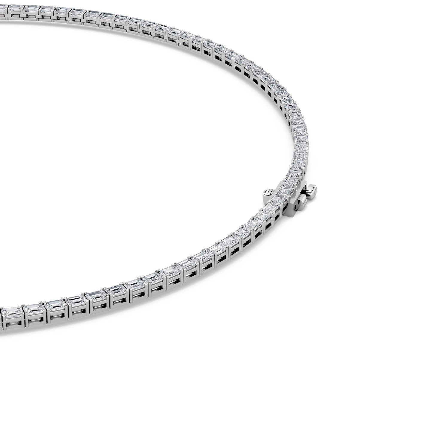 Emerald Cut Lab Diamond Tennis Necklace